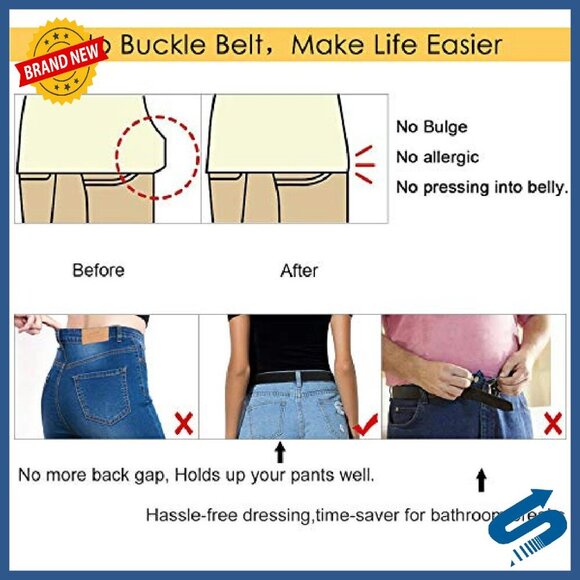 No Buckle Elastic Stretch Belt for Pants, Adjustable 24-34 Inch main image 8